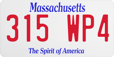 MA license plate 315WP4