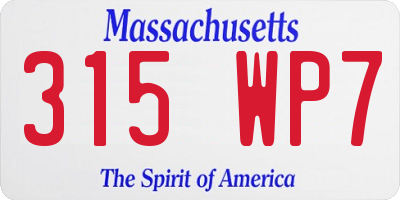 MA license plate 315WP7