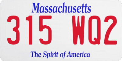 MA license plate 315WQ2