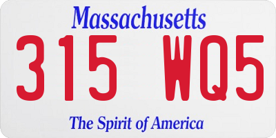MA license plate 315WQ5