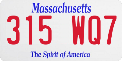 MA license plate 315WQ7