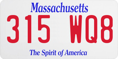 MA license plate 315WQ8