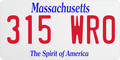 MA license plate 315WR0
