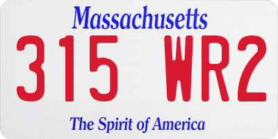 MA license plate 315WR2