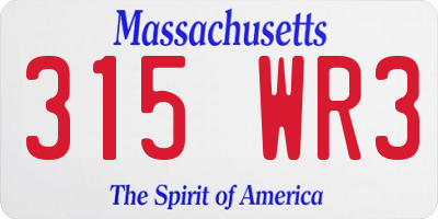 MA license plate 315WR3