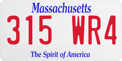 MA license plate 315WR4