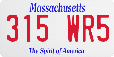 MA license plate 315WR5