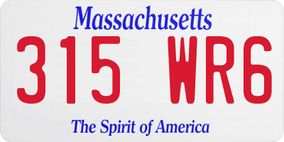 MA license plate 315WR6