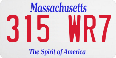 MA license plate 315WR7