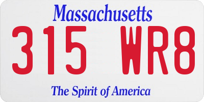 MA license plate 315WR8