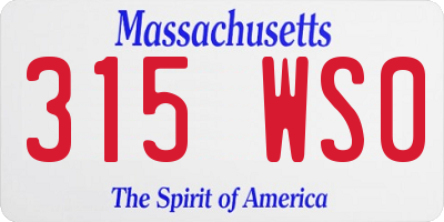 MA license plate 315WS0