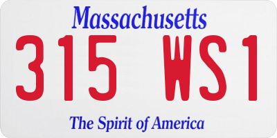 MA license plate 315WS1