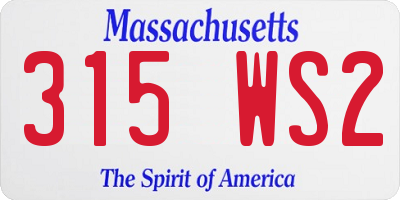 MA license plate 315WS2