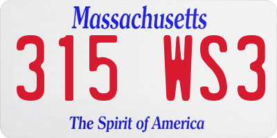 MA license plate 315WS3