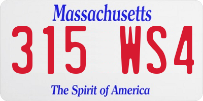 MA license plate 315WS4