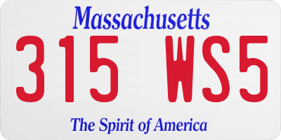 MA license plate 315WS5