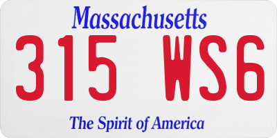 MA license plate 315WS6