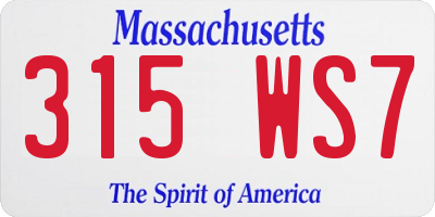 MA license plate 315WS7