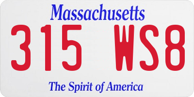 MA license plate 315WS8