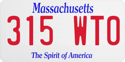 MA license plate 315WT0