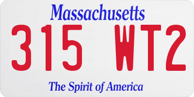 MA license plate 315WT2