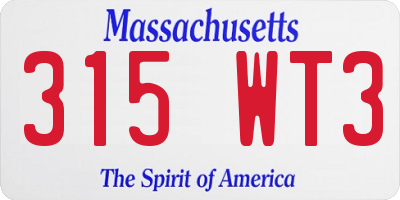 MA license plate 315WT3