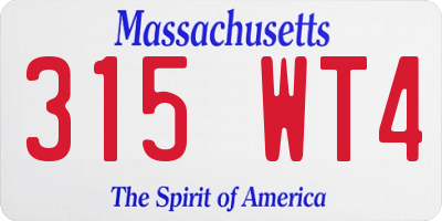 MA license plate 315WT4