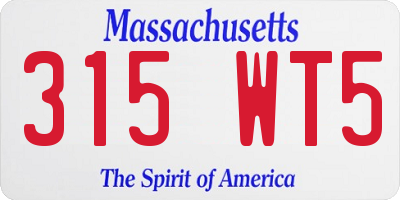 MA license plate 315WT5