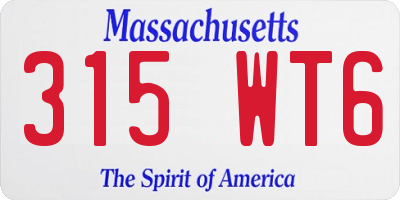 MA license plate 315WT6