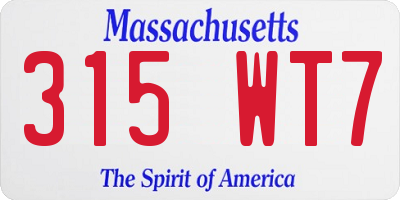 MA license plate 315WT7