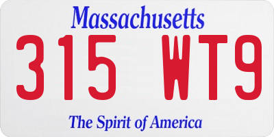 MA license plate 315WT9