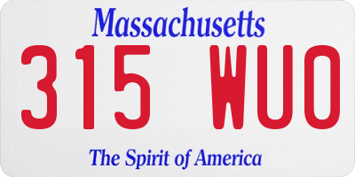 MA license plate 315WU0