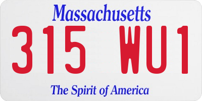 MA license plate 315WU1