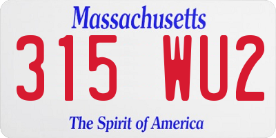 MA license plate 315WU2