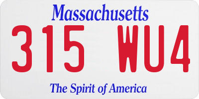 MA license plate 315WU4