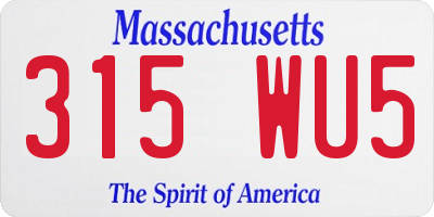 MA license plate 315WU5