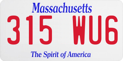 MA license plate 315WU6