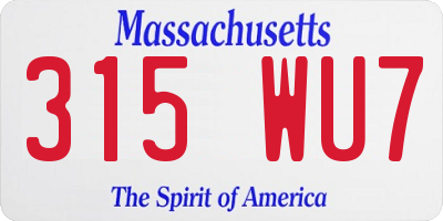MA license plate 315WU7