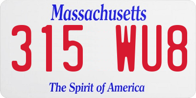 MA license plate 315WU8