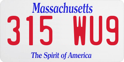 MA license plate 315WU9