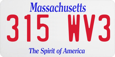 MA license plate 315WV3