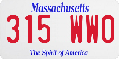 MA license plate 315WW0