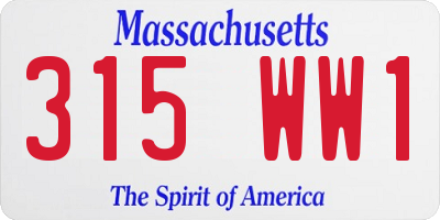 MA license plate 315WW1