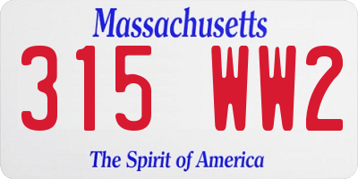 MA license plate 315WW2