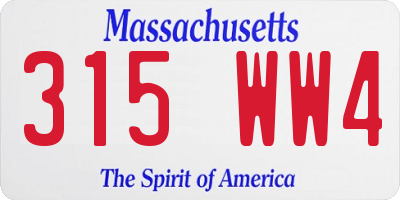 MA license plate 315WW4