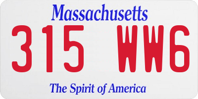 MA license plate 315WW6