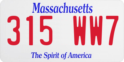 MA license plate 315WW7