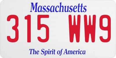 MA license plate 315WW9