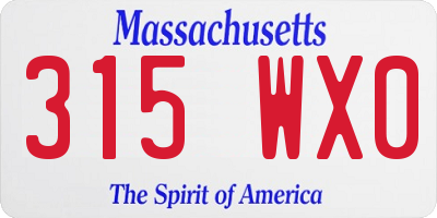 MA license plate 315WX0