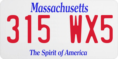 MA license plate 315WX5